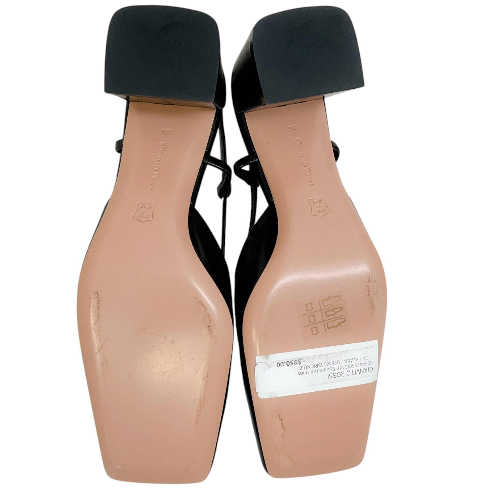 Gianvito Rossi Black Patent Leather Square Toe Slingback Pumps