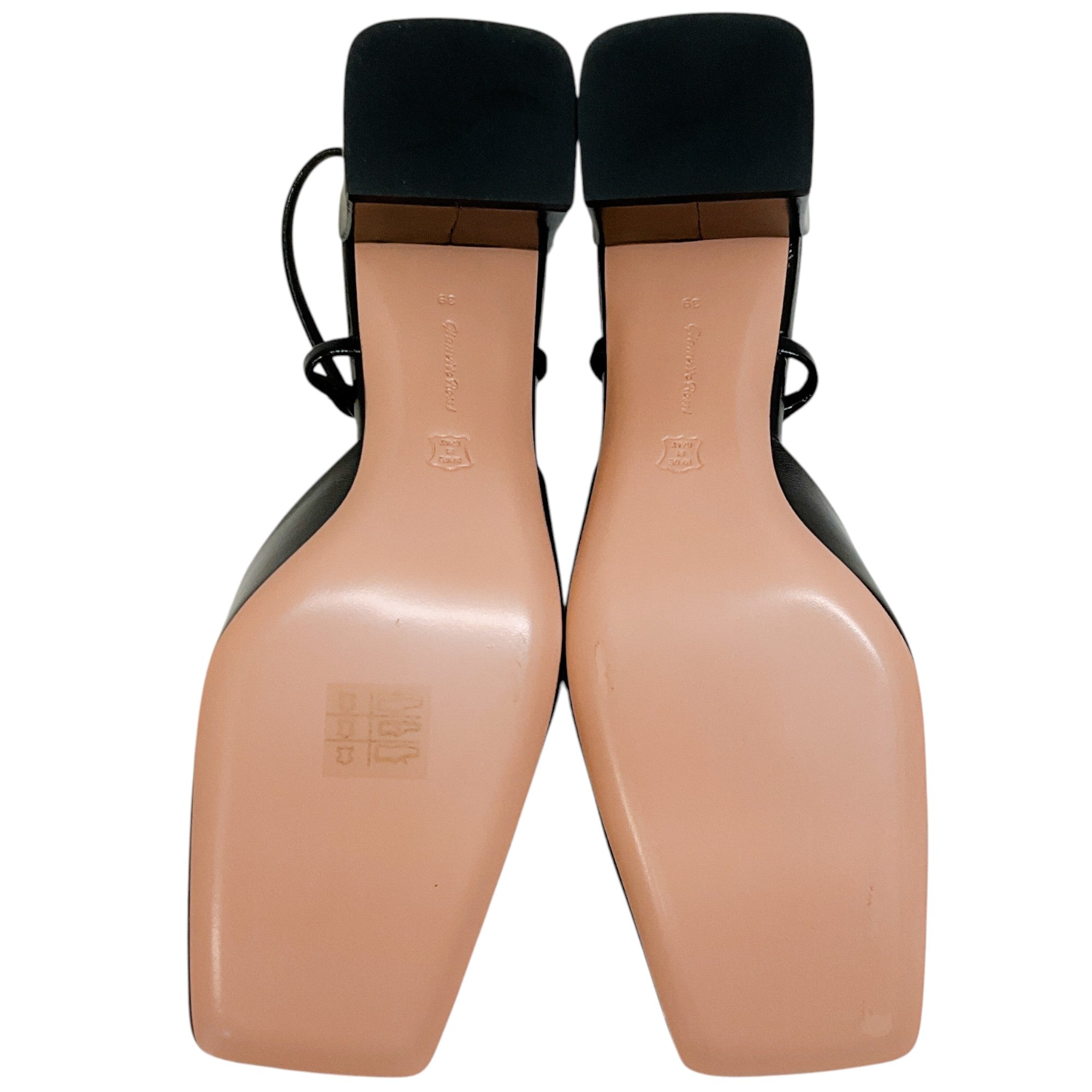 Gianvito Rossi Black Patent Leather Square Toe Slingback Pumps