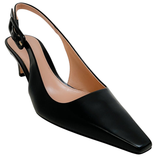 Gianvito Rossi Black Leather Lindsay Slingback Pumps
