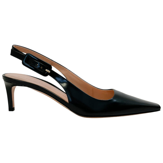 Gianvito Rossi Black Leather Lindsay Slingback Pumps