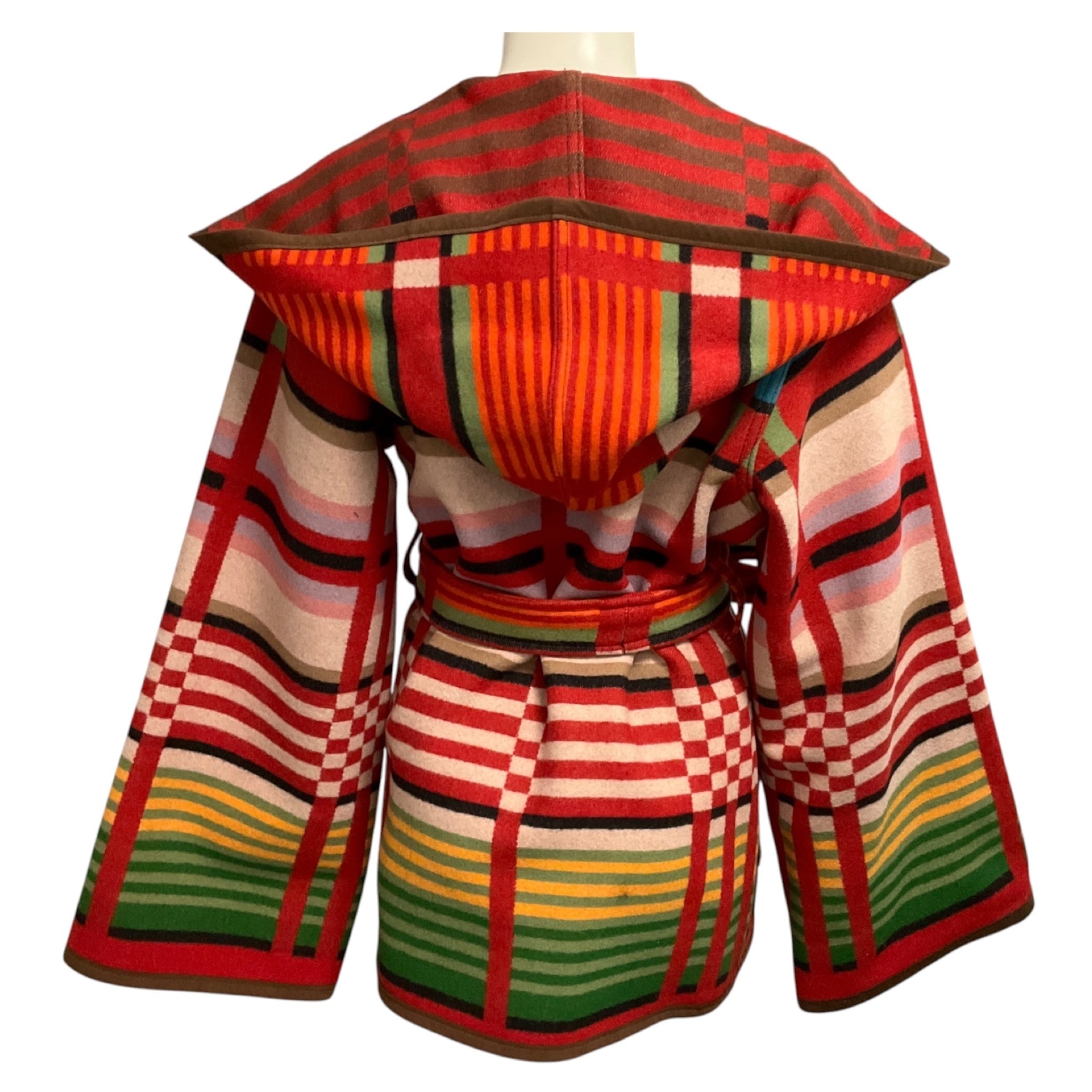 Pendleton Red Multi Striped Wool Jacket with Belt