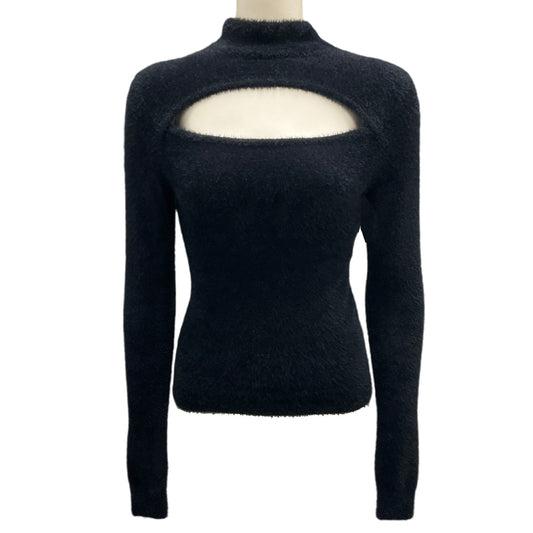 Isabel Marant Etoile Black Mayers Cut-Out Detail Faux Fur Pullover Sweater