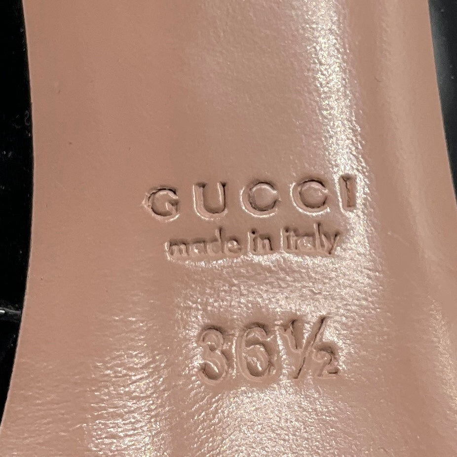 Gucci Black Open Toe Patent Leather Mary Jane Pumps