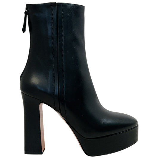 Aquazzura Black Leather Groove Plateau 120 Boots