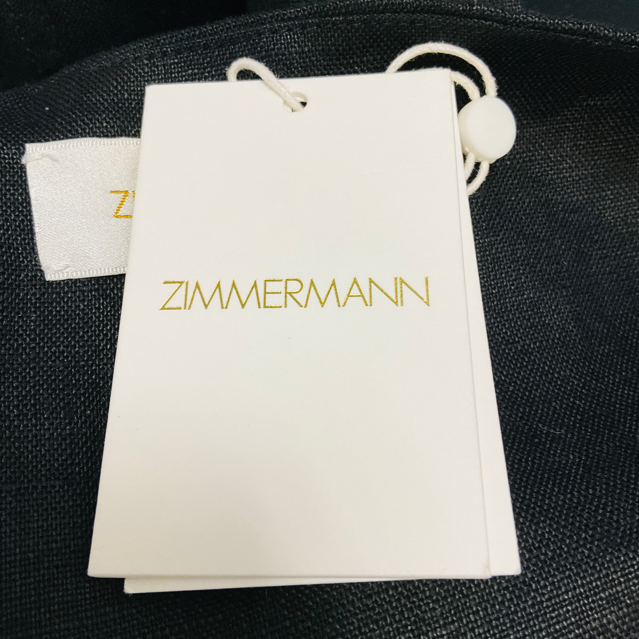 Zimmermann Black Linen Mini Flip Dress with Belt
