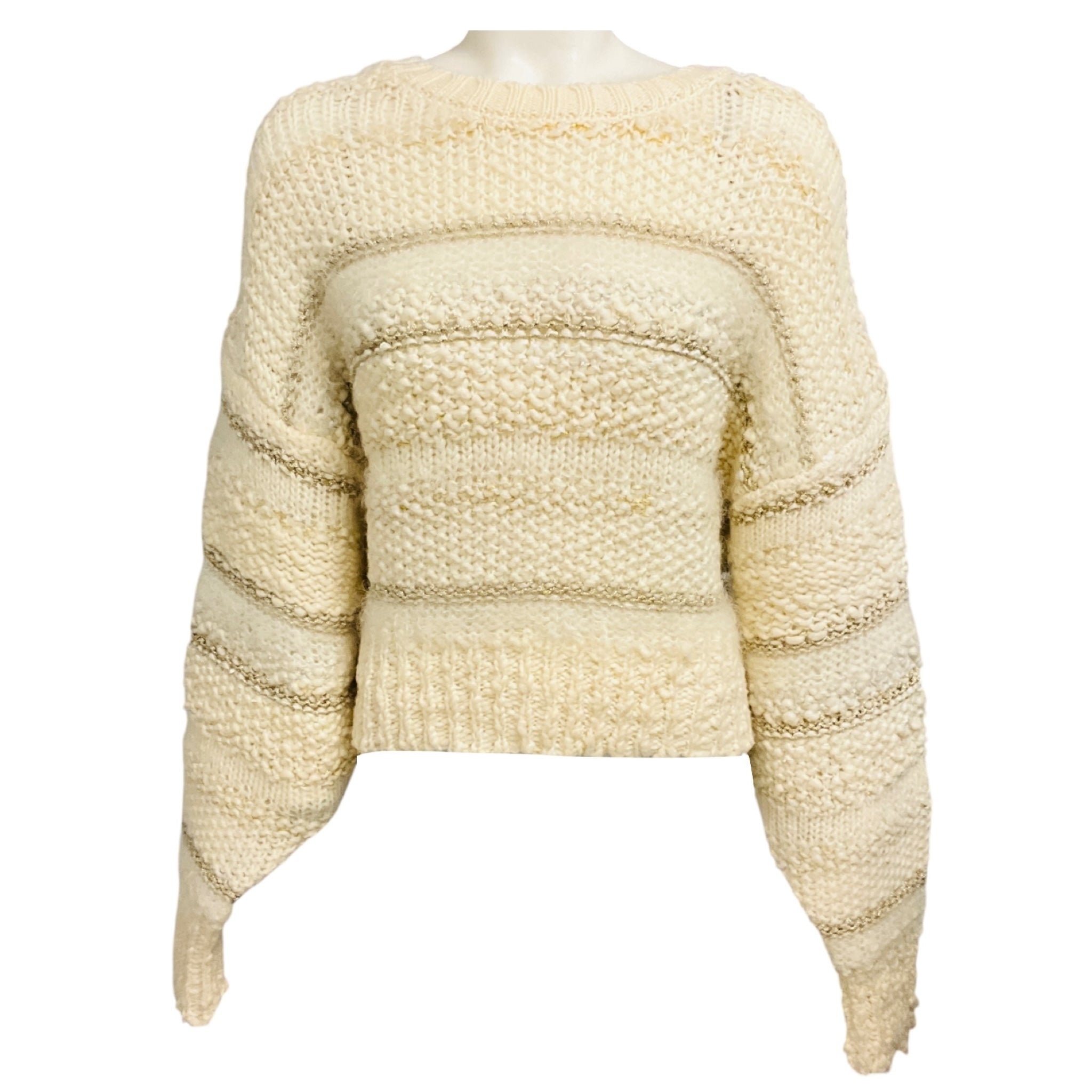 Frame Cream Multi Textured Stripe Sweater