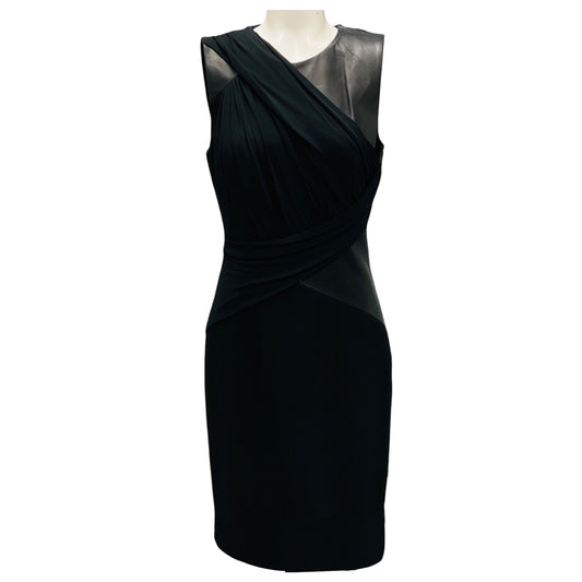 Michael Kors Black Jersey Leather Sheath Dress