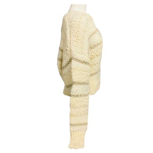 Frame Cream Multi Textured Stripe Sweater