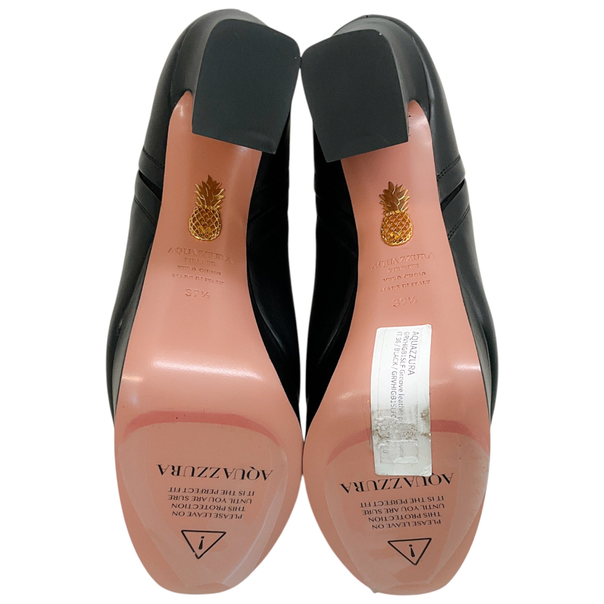 Aquazzura Black Leather Groove Plateau 120 Boots