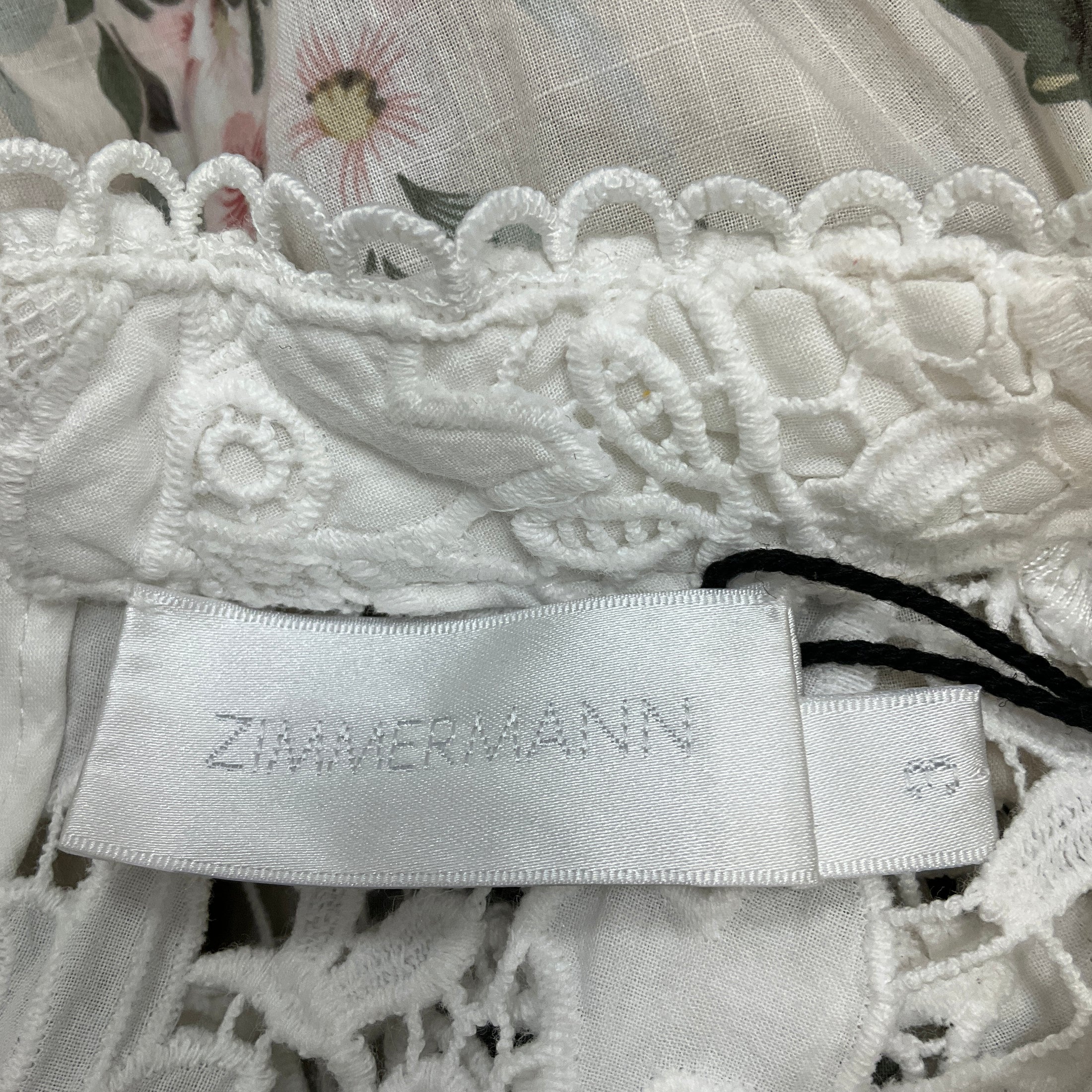 Zimmermann Ivory Multi Lace Trimmed Sleeveless Floral Top