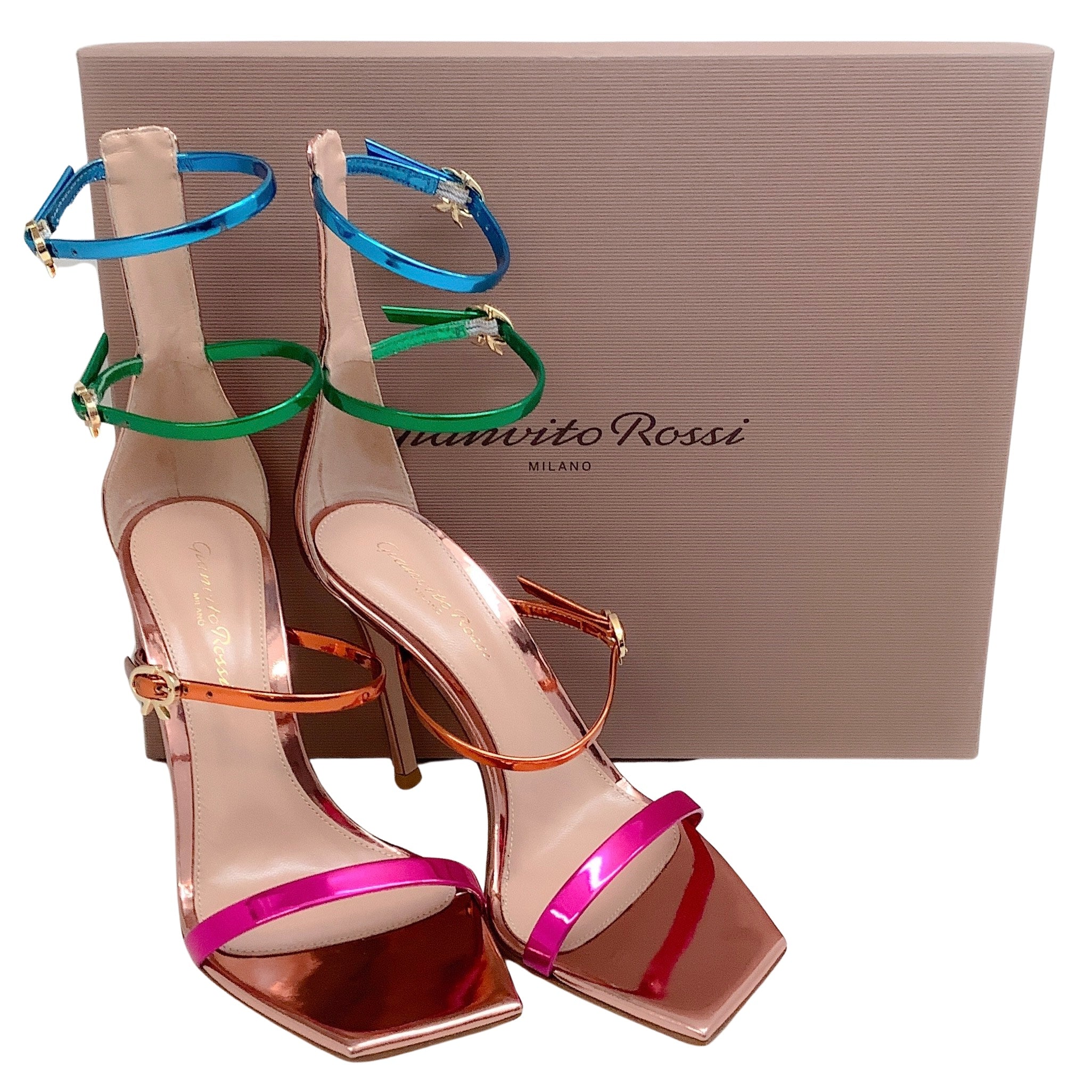Gianvito Rossi Multi Metallic Ribbon Uptown Sandals