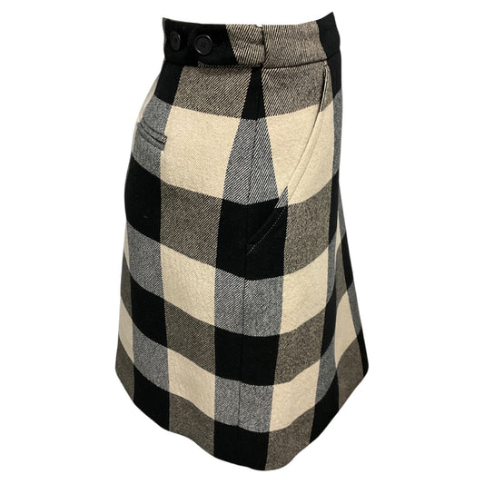Akris Punto Black / Chalk Gingham Check Skirt