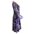 Load image into Gallery viewer, Prabal Gurung Audra Purple Multi Floral Printed Long Sleeved V-Neck Silk Midi Dress

