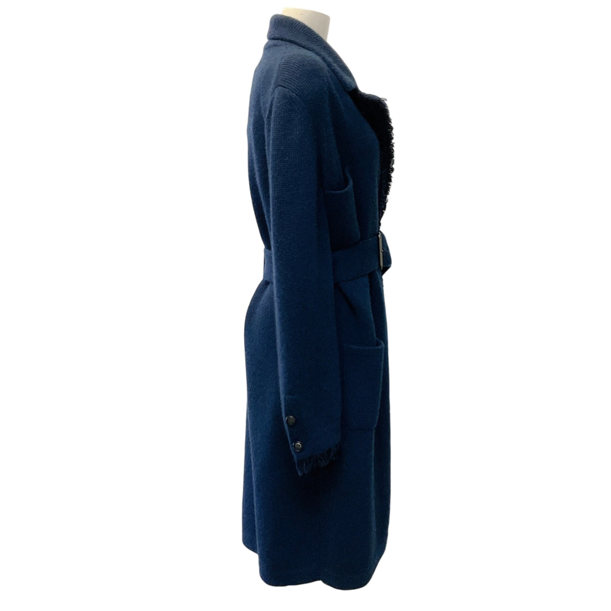 Chanel Navy Blue Cashmere Belted Coat