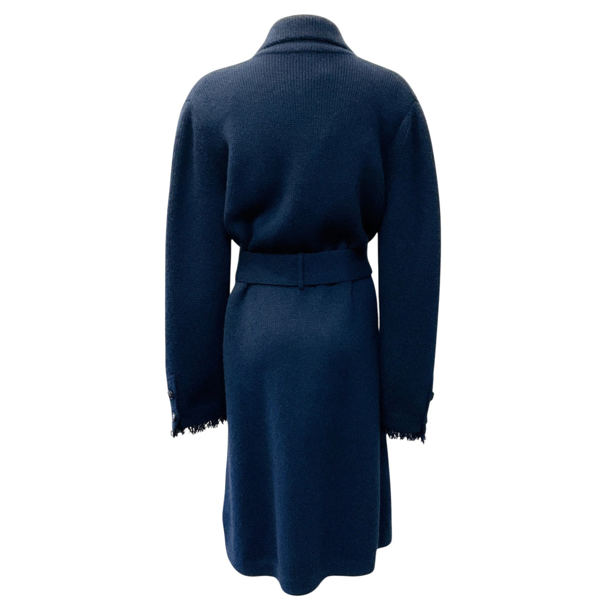 Chanel Navy Blue Cashmere Belted Coat