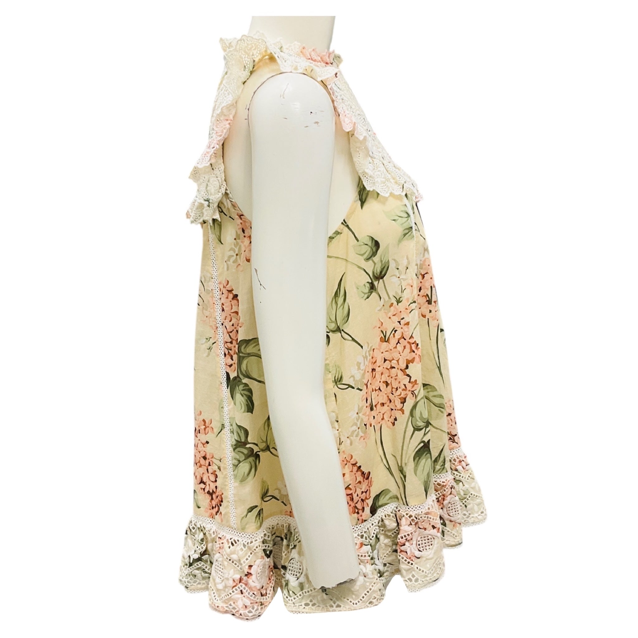 Zimmermann Beige Multi Lace Trimmed Sleeveless Floral Top