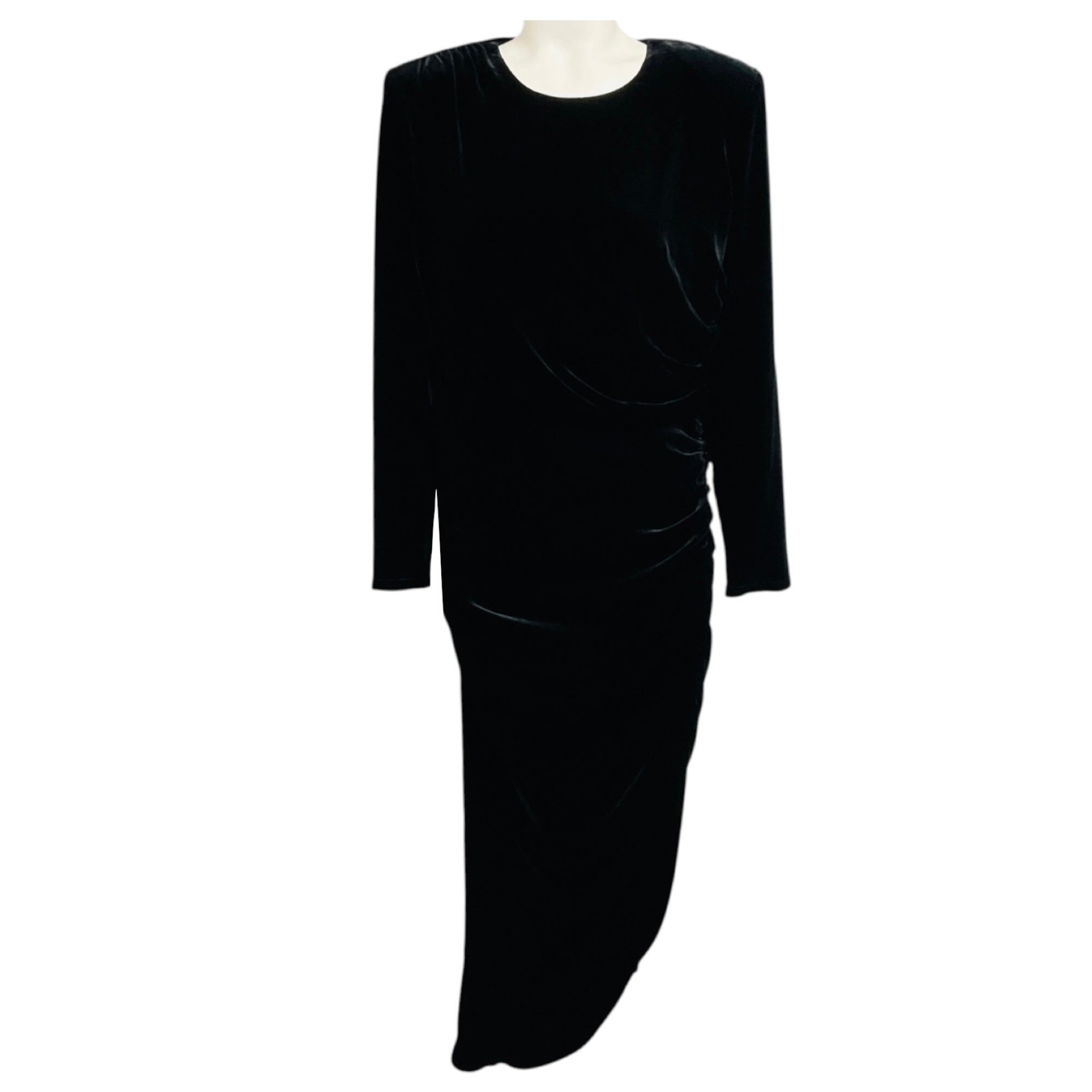 Veronica Beard Black Tristana Stretch Velvet Midi Dress
