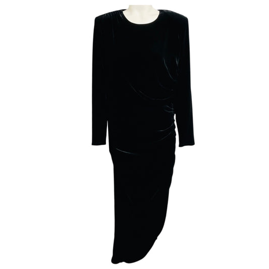 Veronica Beard Black Tristana Stretch Velvet Midi Dress