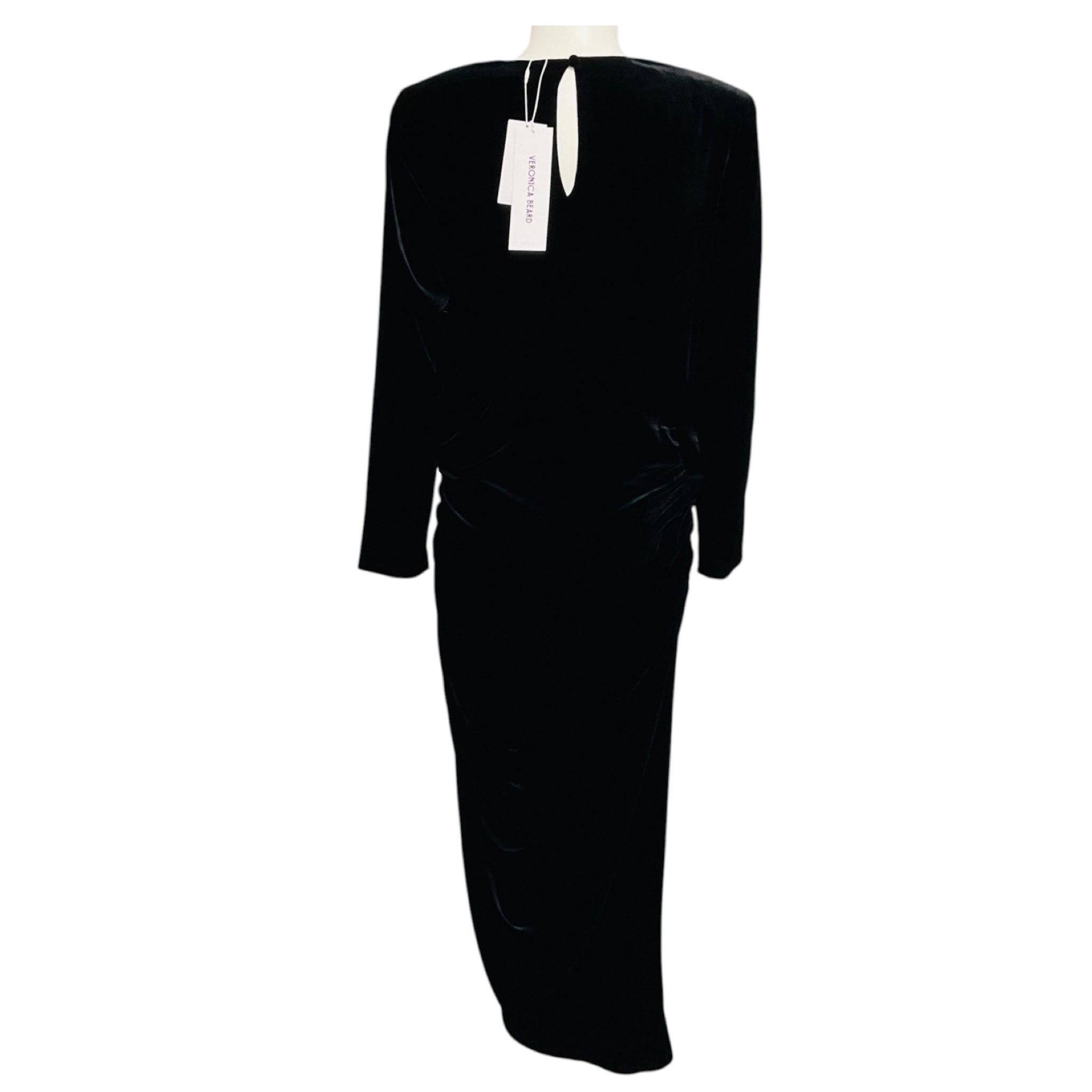 Veronica Beard Black Tristana Stretch Velvet Midi Dress