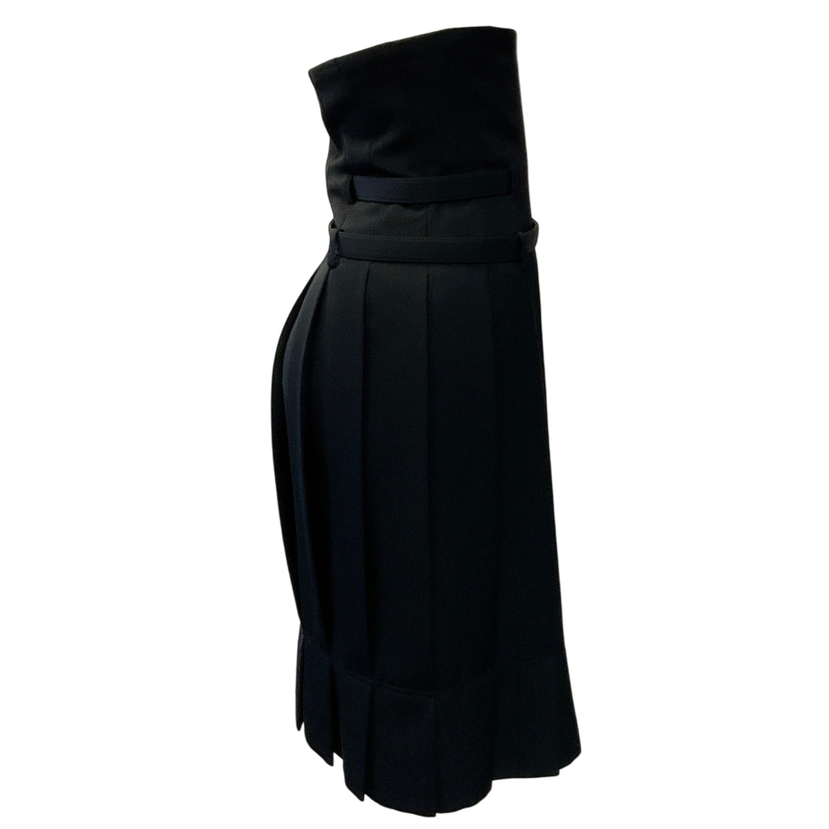 Comme des Garcons Black Wool High Waisted Pleated Skirt