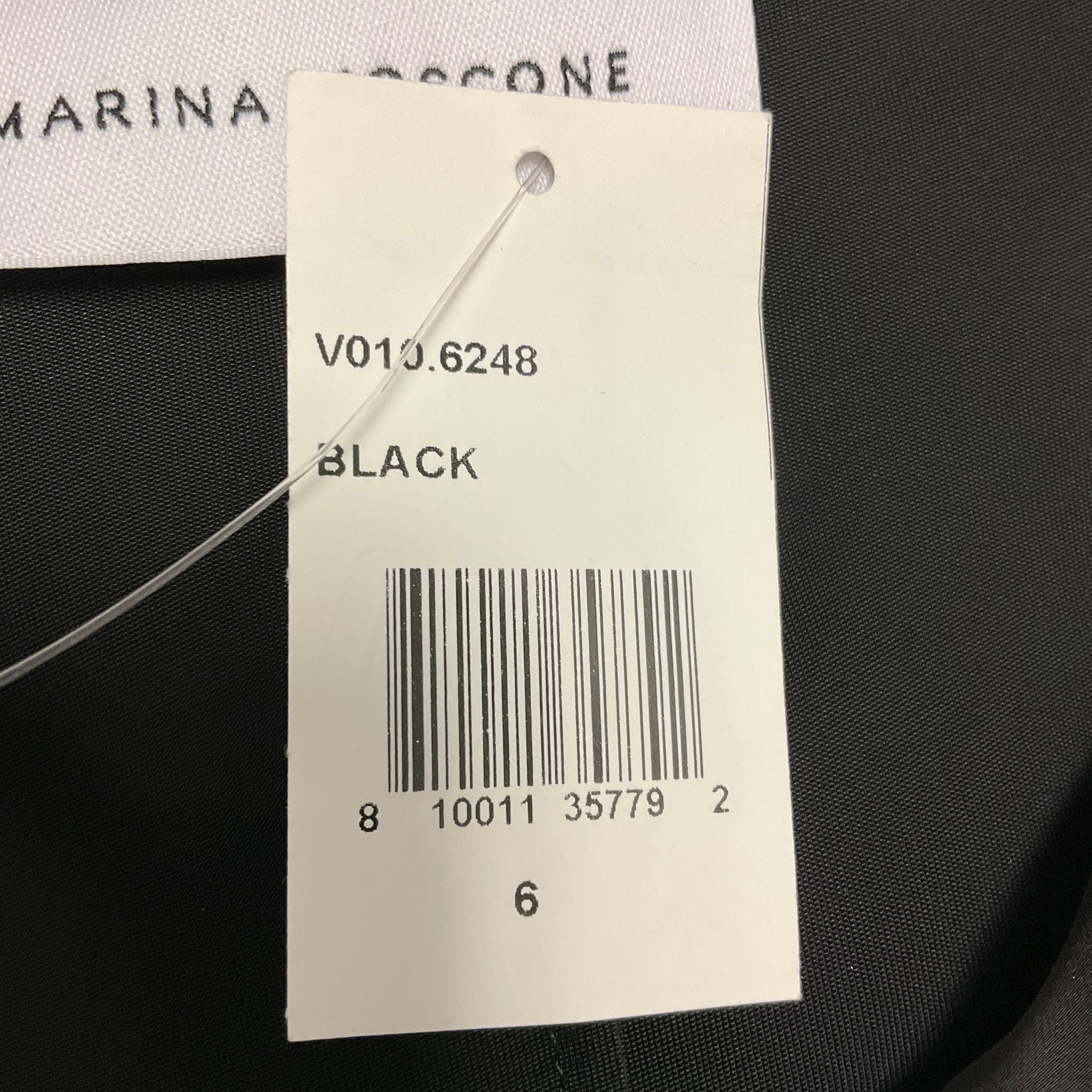 Marina Moscone Black Sleeveless Satin Maxi Dress with Gold Buttons and Chiffon Trim