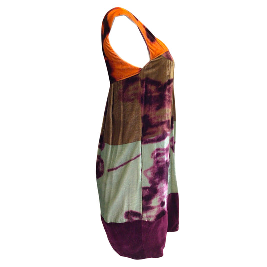 Etro Purple / Green / Orange Multi Sleeveless Velvet Dress