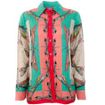 Load image into Gallery viewer, Franco Ferrari Coral / Aqua Insect Print Silk Blouse
