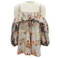 Load image into Gallery viewer, Zimmermann Slate Blue Multi Floral and Paisley Printed Cold Shoulder Cotton Top
