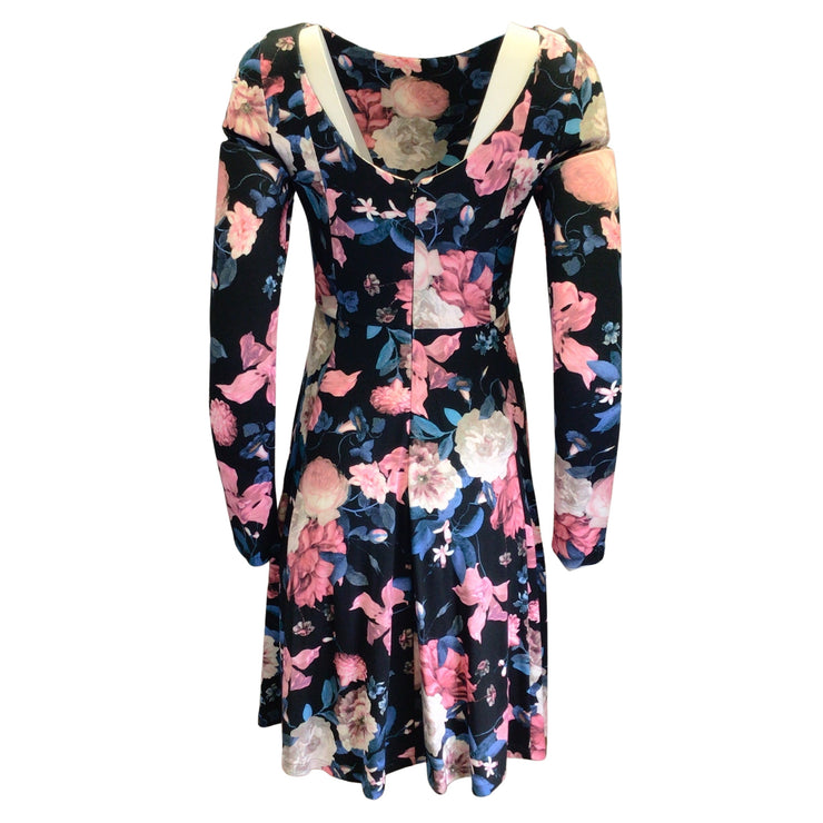 Erdem Martine Black / Pink / Blue Multi Floral Printed Long