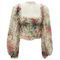 Load image into Gallery viewer, Zimmermann Taupe Multi Floral Printed Cropped Silk Top

