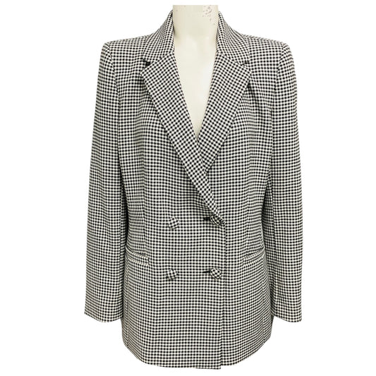 Alice + Olivia Black / White Gingham Check Double Breasted Blazer