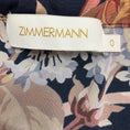 Load image into Gallery viewer, Zimmermann Navy Blue Multi Floral Printed Cold Shoulder Silk Top
