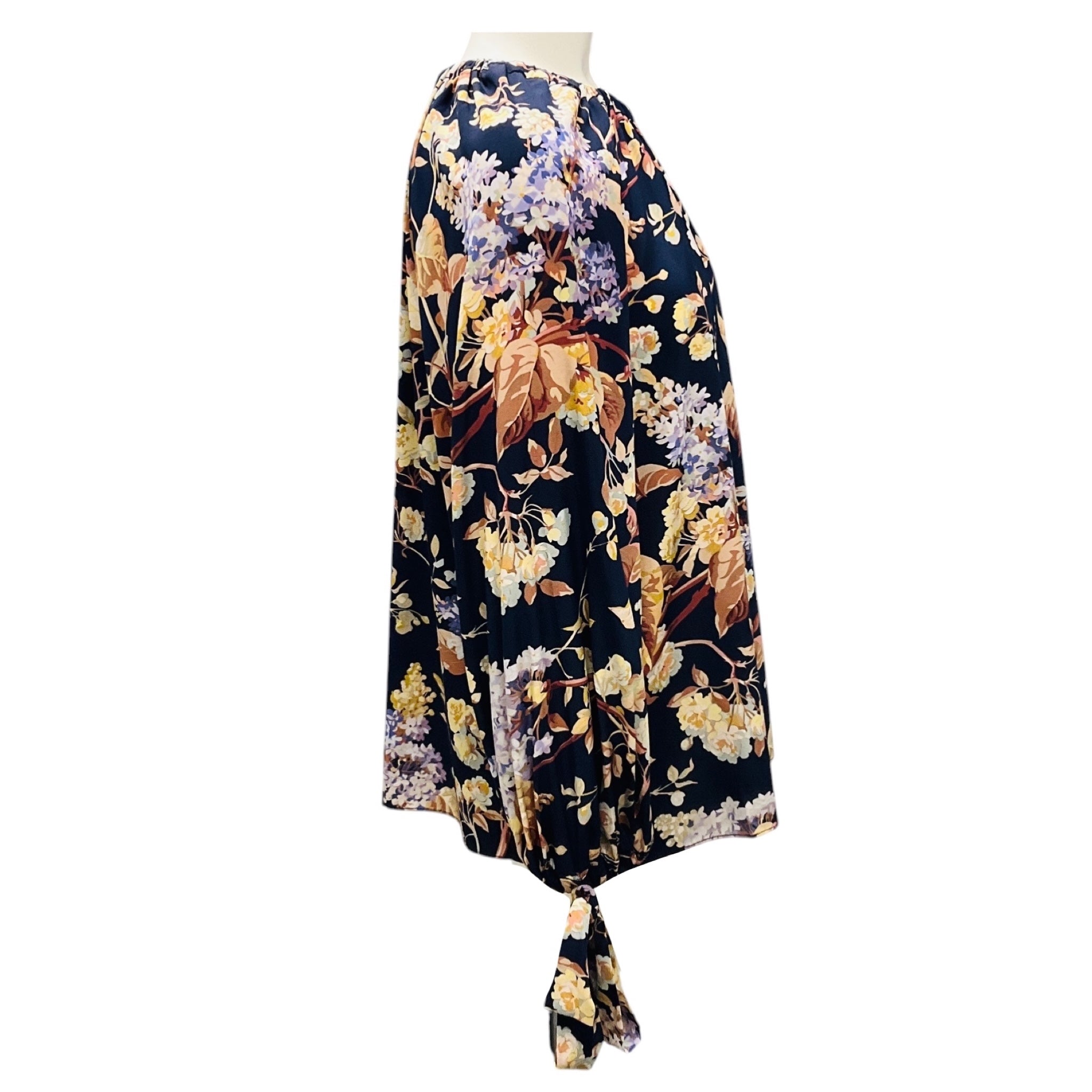Zimmermann Navy Blue Multi Floral Printed Cold Shoulder Silk Top