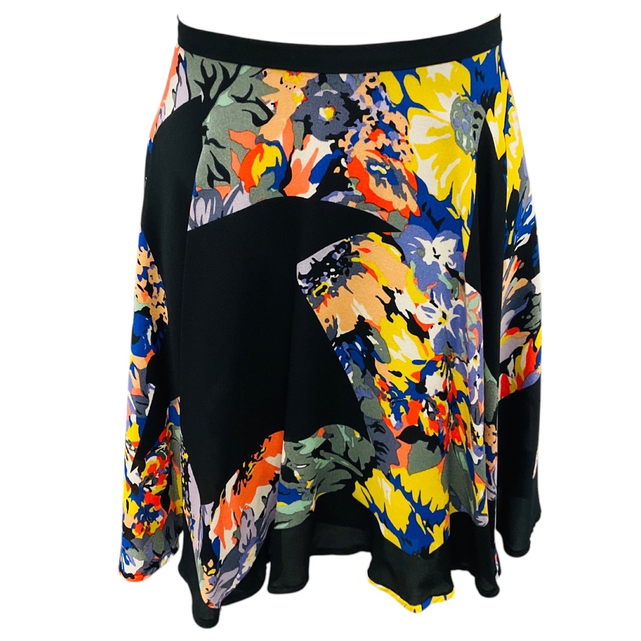 Zimmermann Black / Yellow Multi Floral Silk Skirt