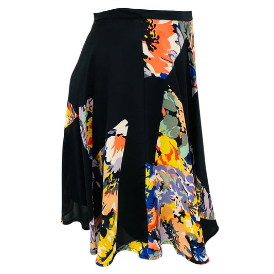 Zimmermann Black / Yellow Multi Floral Silk Skirt
