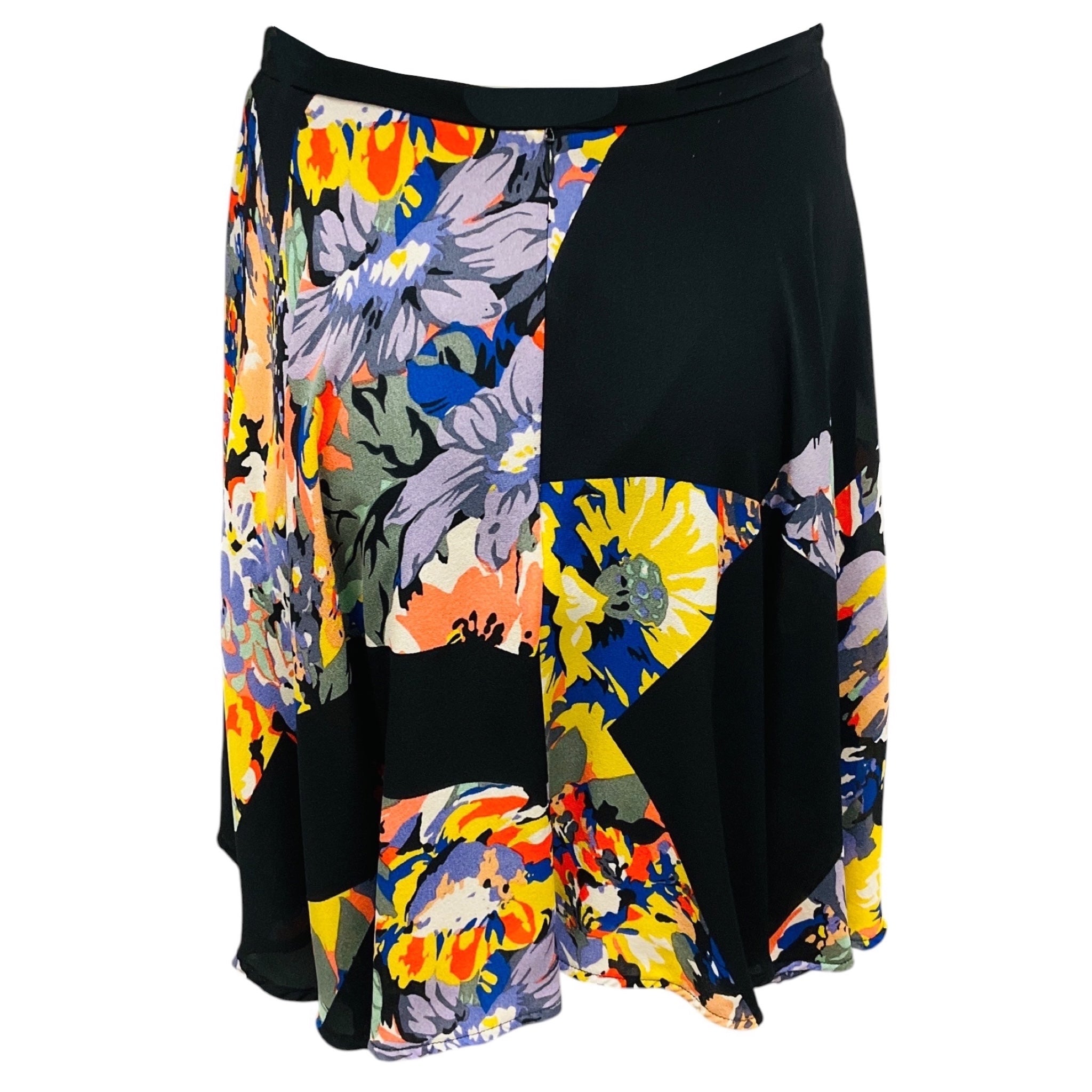Zimmermann Black / Yellow Multi Floral Silk Skirt