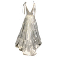 Load image into Gallery viewer, Carolina Herrera Silver Metallic Sleeveless V-Neck Tiered Gown / Formal Dress
