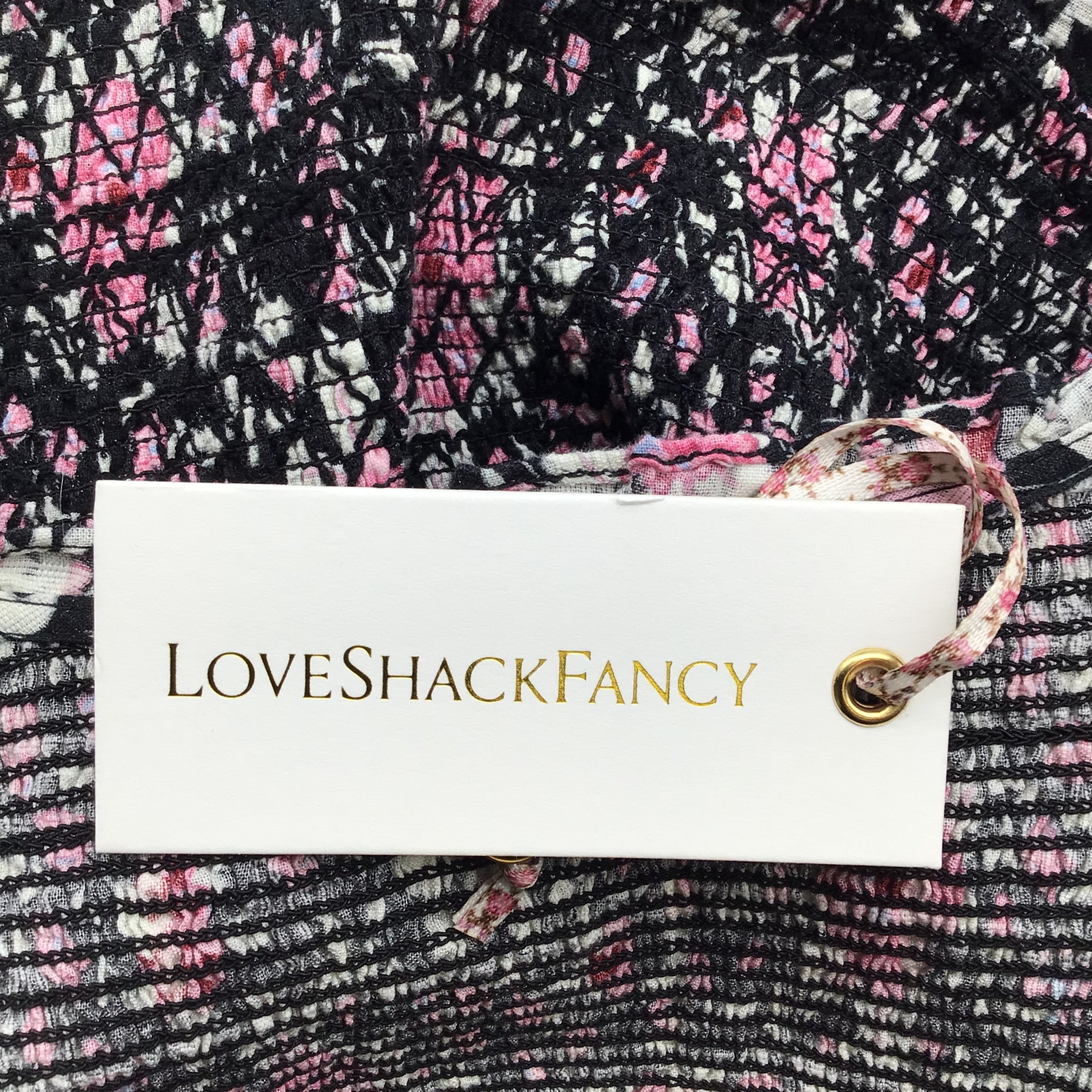LoveShackFancy Black / Pink Multi Raspberry Spice Latte Print Trevor Mini Dress
