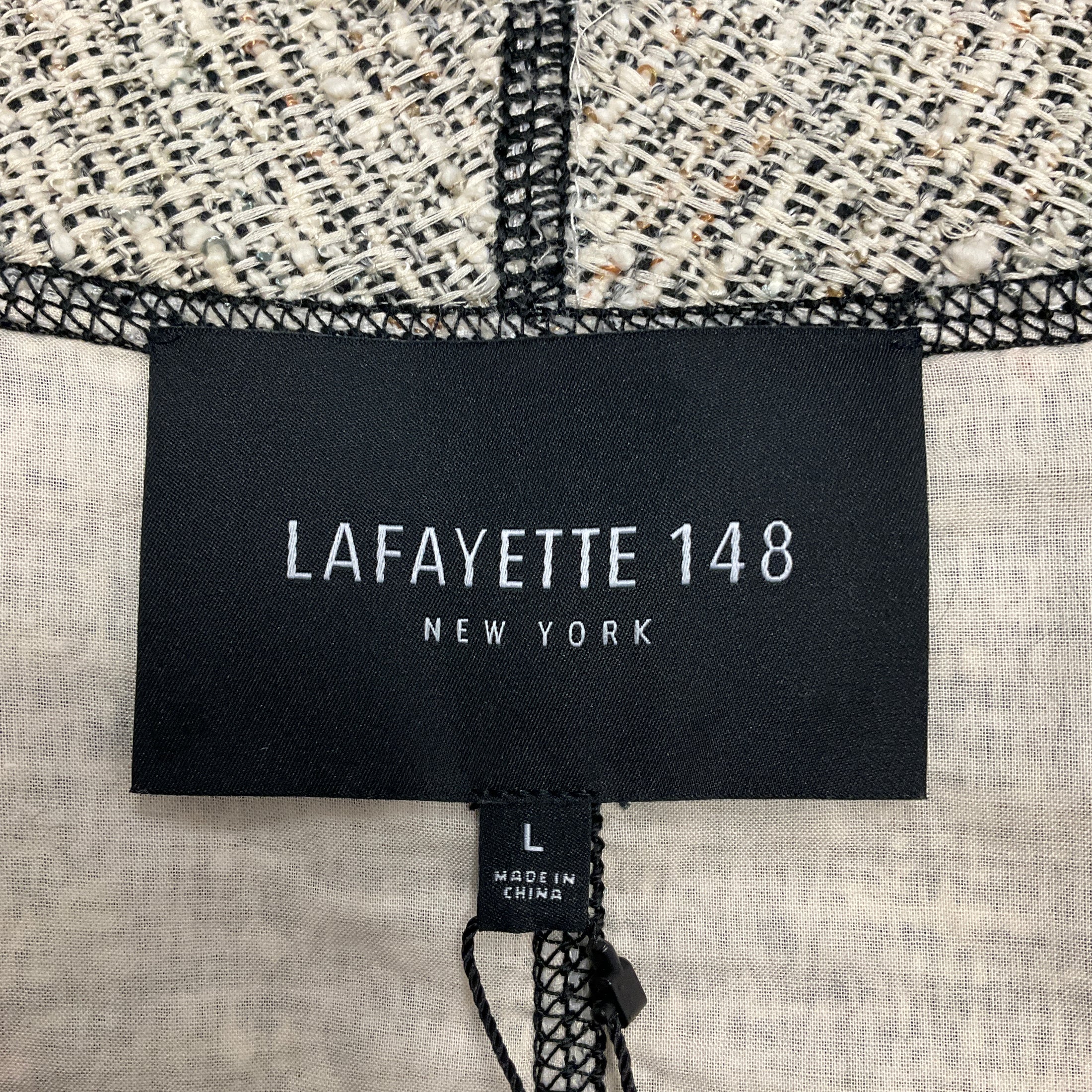 Lafayette 148 New York Raffia Multi Fringed Tweed Open Jacket