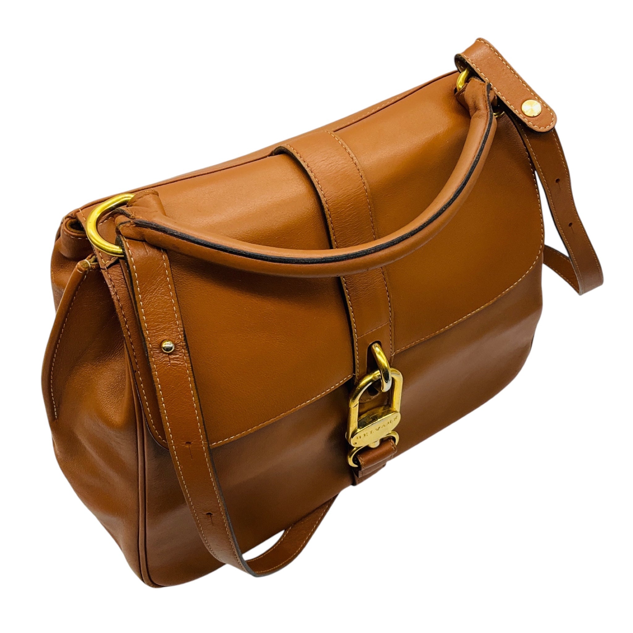 Delvaux Light Brown / Cognac Calfskin Leather Gin Fizz Jumping Satchel Handbag