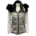 Load image into Gallery viewer, Philipp Plein Silver Puffer Vest with Black Fox Trimmed Removable Hood

