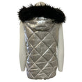 Load image into Gallery viewer, Philipp Plein Silver Puffer Vest with Black Fox Trimmed Removable Hood
