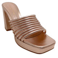 Load image into Gallery viewer, Gianvito Rossi Rose Gold Metallic Leather Lena Strappy Mules
