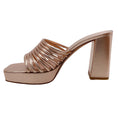 Load image into Gallery viewer, Gianvito Rossi Rose Gold Metallic Leather Lena Strappy Mules
