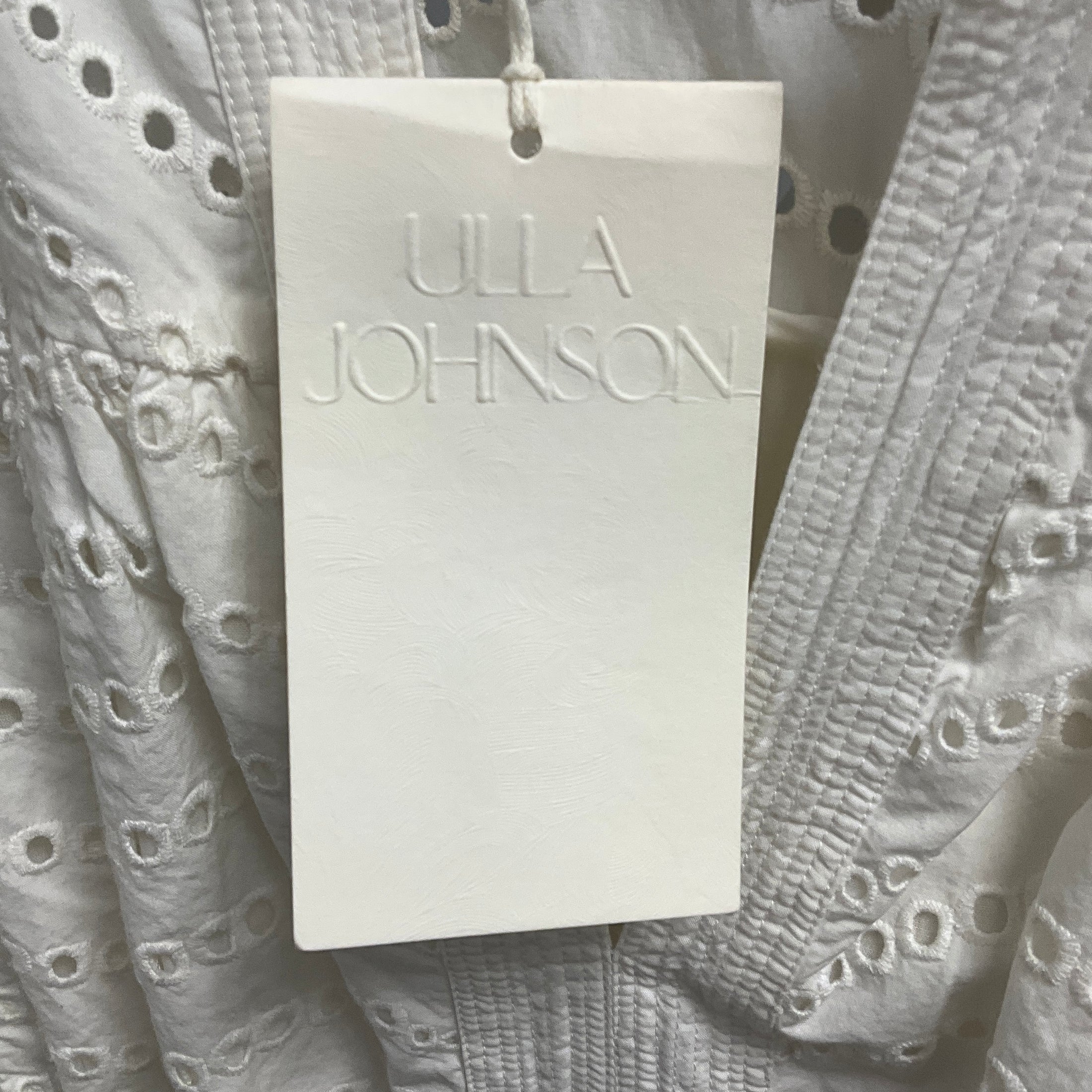 Ulla Johnson Pristine White Olga Flutter Sleeve Eyelet Midi Dress