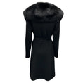 Load image into Gallery viewer, Fleurette Black Fox Fur Collared Belted Wool Coat
