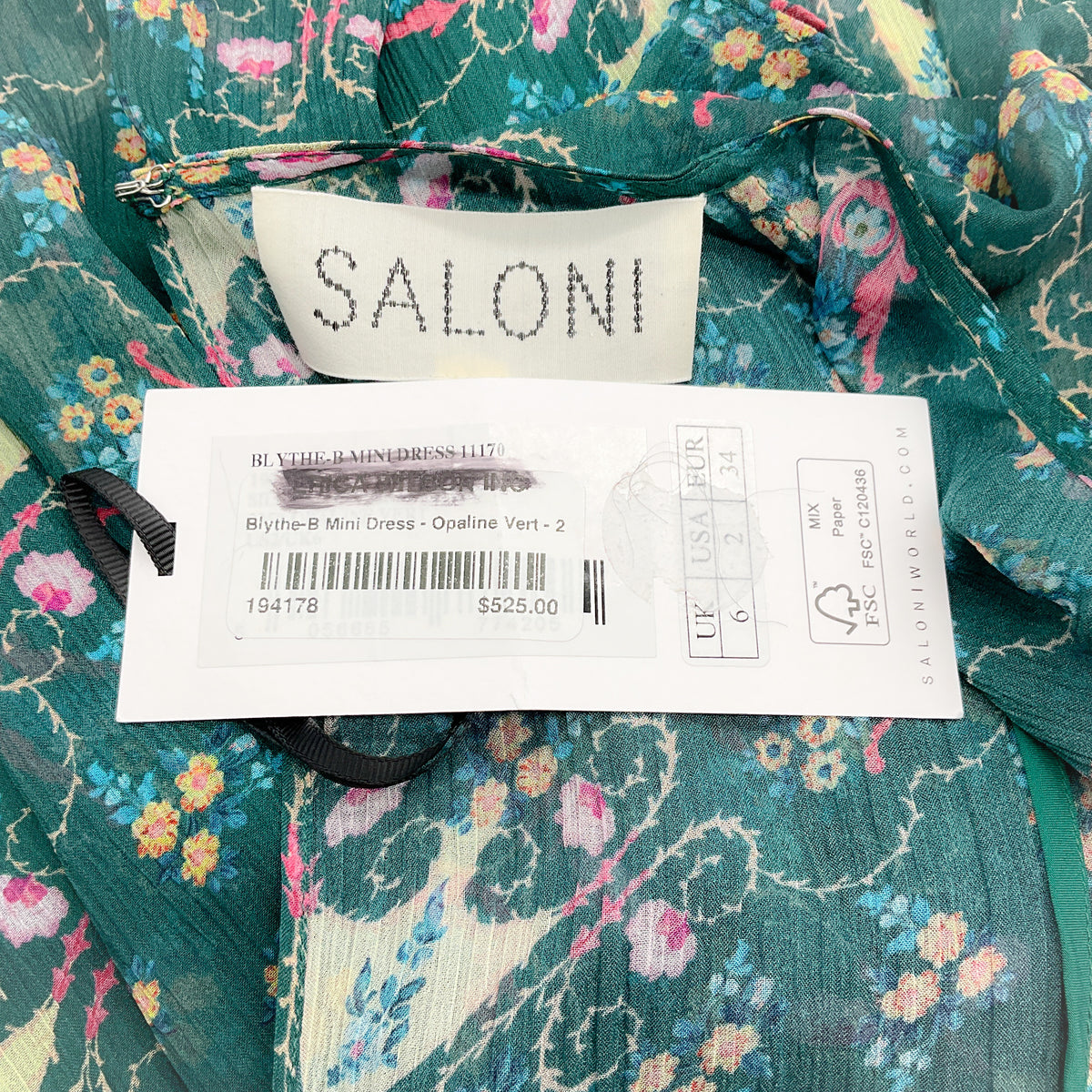 Saloni Opaline Vert Blythe Dress