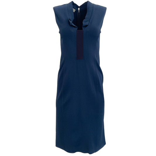 Valentino Navy Stretch Sleeveless Dress with Ruffle