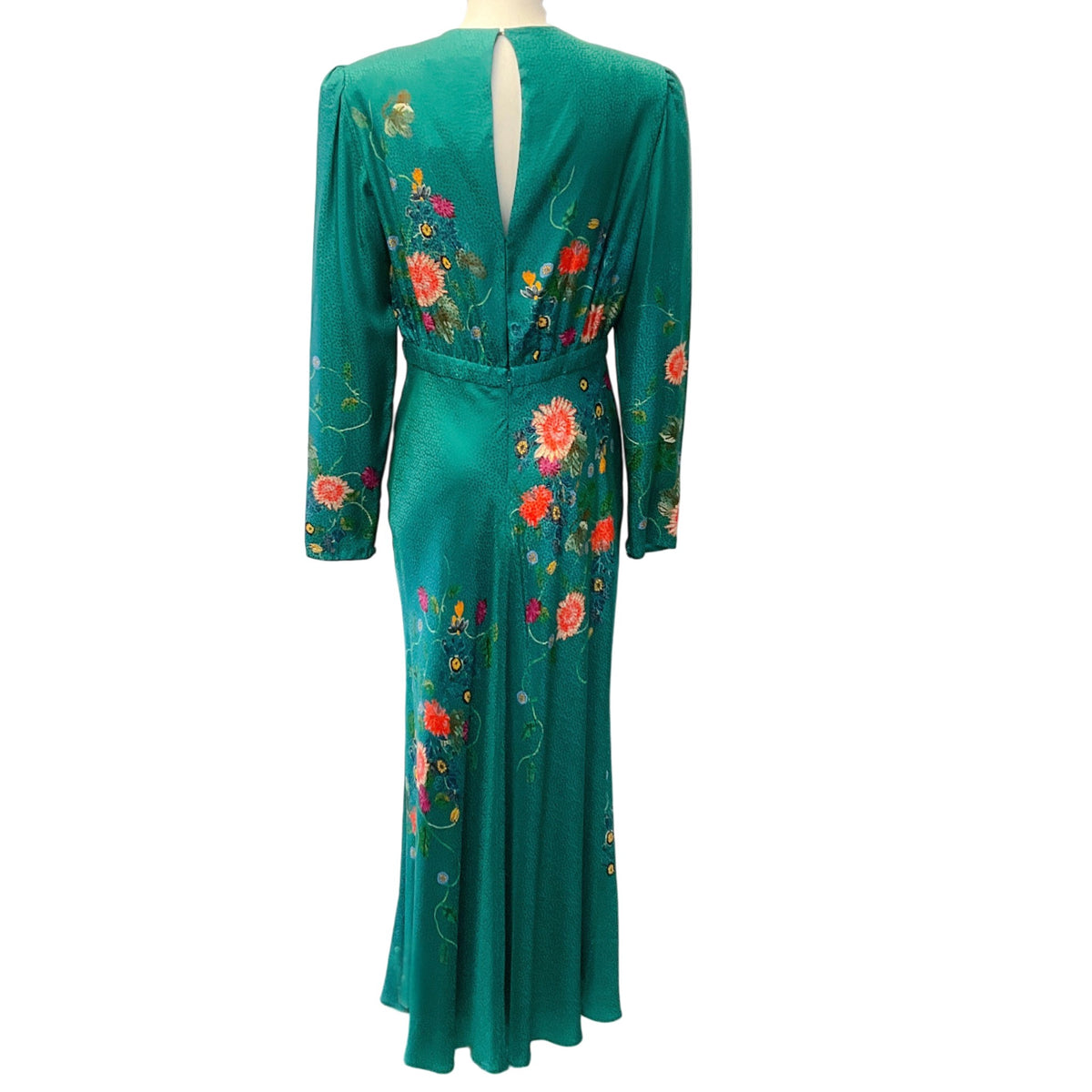 Saloni Teal Silk Claudia Midi Dress