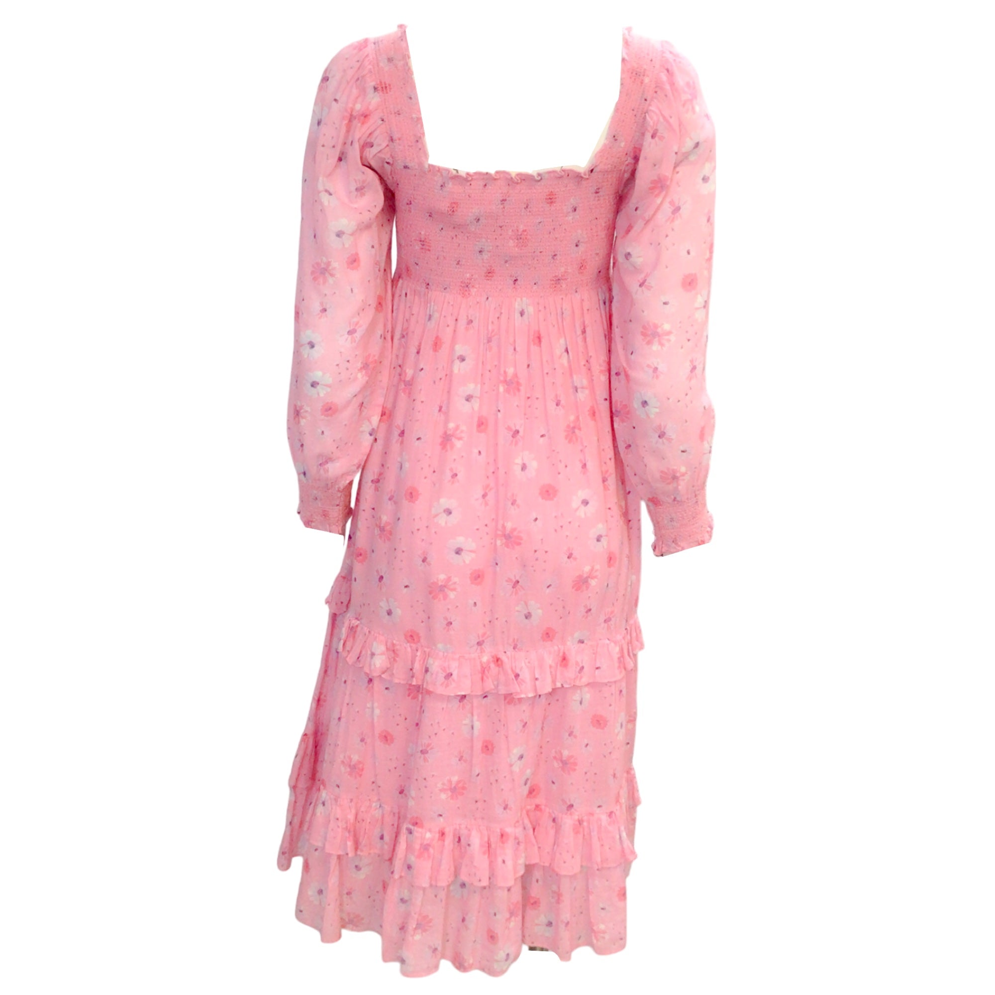 LoveShackFancy Pink Coral Blaze Print Miri Midi Dress